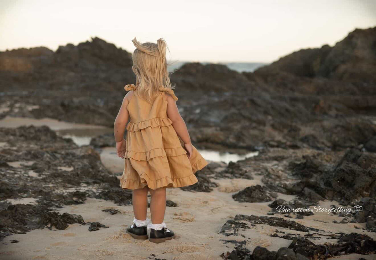 Linen ruffle dress