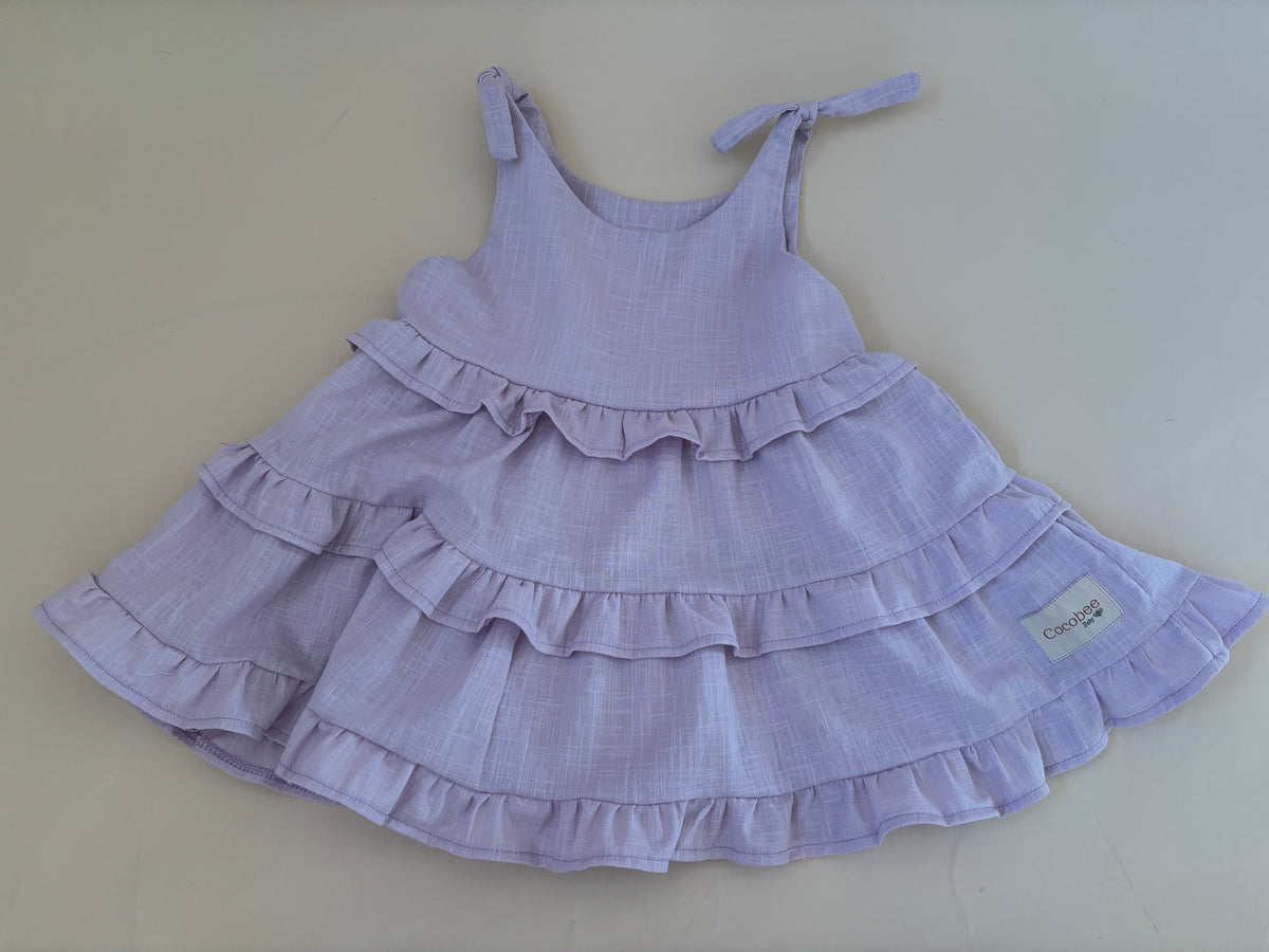 Lilac linen ruffle dress