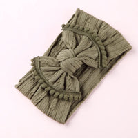 Cable knit pompom bow headband