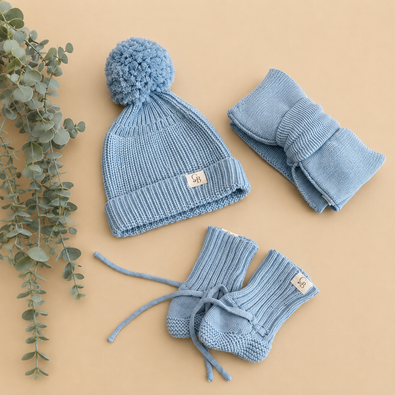 Beanie, booties & headband set